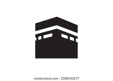 Kaaba icon vector silhouette isolated in white background