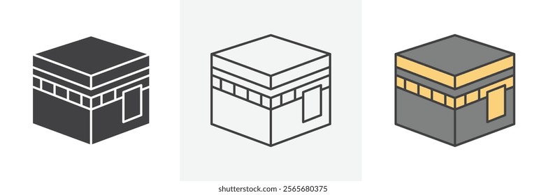 Kaaba icons in black and colored versions