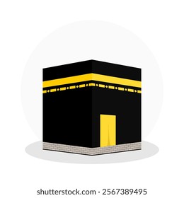 Kaaba icons. Kaabah Mecca logo design. Illustration of Kaaba, Mecca. Islamic sacred Masjid-Al-Haram, Vector flat design.