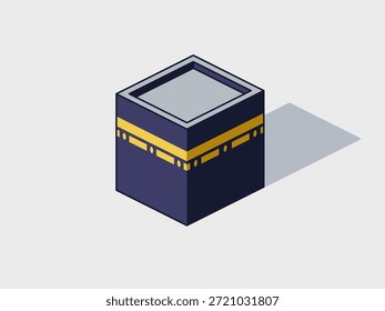 Kaaba isometric vector illustration with shadow