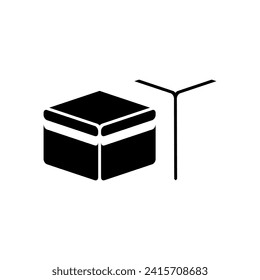 Kaaba or kabah in black fill icon. Mecca symbol. Trendy style Ramadan graphic element resources for many purposes.