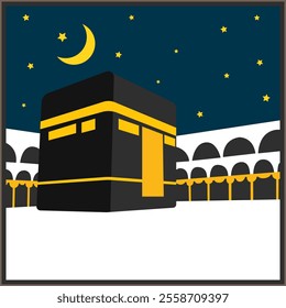 Kaaba or Ka'bah vector icon illustration design template. Flat Design Vector Ka'ba Muslim Islam Religion.