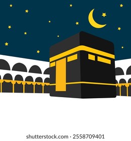 Kaaba or Ka'bah vector icon illustration design template. Flat Design Vector Ka'ba Muslim Islam Religion.