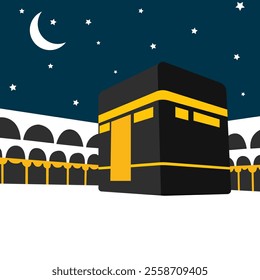 Kaaba or Ka'bah vector icon illustration design template. Flat Design Vector Ka'ba Muslim Islam Religion.