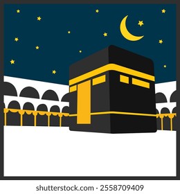 Kaaba or Ka'bah vector icon illustration design template. Flat Design Vector Ka'ba Muslim Islam Religion.