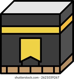 Kaaba Line Filled Vector Icon Design