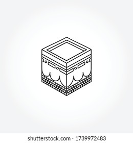 icono de la línea kaaba. icono de la línea aislada islam kaaba