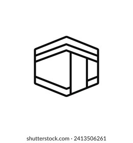 Icono de la línea Kaaba aislado en fondo blanco