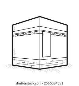kaaba line vector illustration for coloring