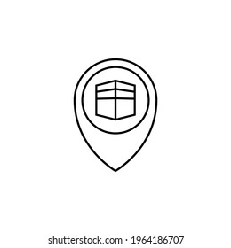 Kaaba-Lage, qibla-Symbol auf schwarz-weißem Hintergrund einzeln 