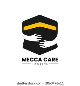 Kaaba logo cares. Mecca place logo vector. Suitable for travel business and Islamic content.