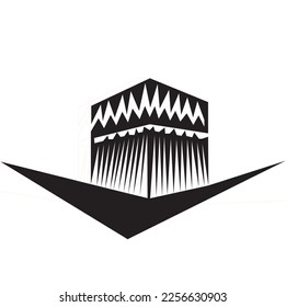 Kaaba logo silhouette. Continuous line of Kaaba the Qiblah of the Muslims. Vector illustration of kaaba for mecca travel logo, Ramadhan symbol, Eid icon, Hajj and Umrah Mubarak.