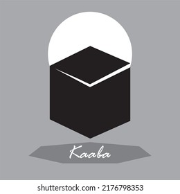 Kaaba logo silhouette and moon.  Suitable for travel logos, mecca travel logo, symbol of Ramadhan, Eid, Hajj and Umrah Mubarak tourism. Simple Kaaba logo editable. Eps 10.