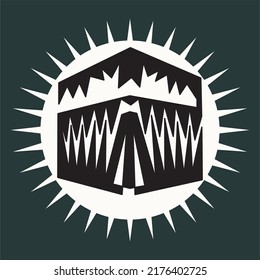 Silueta del logo de Kaaba en un círculo blanco de luz. Sencillo logo de Kaaba editable. Adecuado para logotipos de viaje, logo de viaje de meca, símbolo de Ramadán, Eid, Hajj y turismo de Umrah Mubarak. Vector modificable.