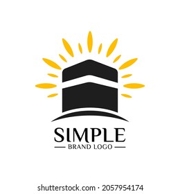 Kaaba logo is simple. suitable for travel logos, and other Islamic logos. mecca travel logo, Al haj and umrah mubarak tour symbol.