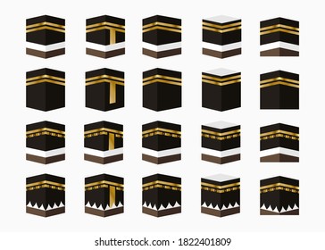 colección de diseño de kaaba meca con varios rincones y portadas diferentes de la Kaaba para iconos, banners islámicos, portadas islámicas, fondos islámicos, negocios islámicos