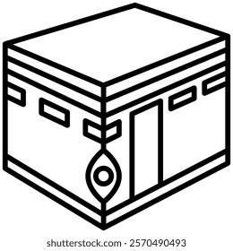 Kaaba in Mecca, the holiest site in Islam line icon illustration. Perfect for religious, cultural, and educational designs in digital and print media