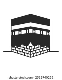 Ícone da Meca Kaaba isolado na ilustração de fundo branco. Ilustração vetorial de Kaaba Meca Arábia Saudita