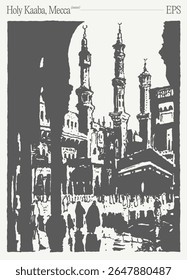 Kaaba em Meca, Arquitetura Islâmica e Peregrinação, Silhueta da Mesquita Sagrada com Minaretes