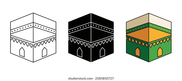 Kaaba in mecca. Islamic Architecture, Qibla, Mosques, and Religious Cultures. A Monument of Faith, Fasting, and Eid Mubarak Traditions in the Heart of the Muslim World. Fully scalable and customizable