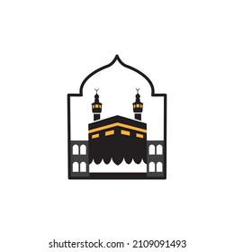 Kaaba in Mecca Islamic mosque for Hajj and Umrah vector icon symbol illustration design
