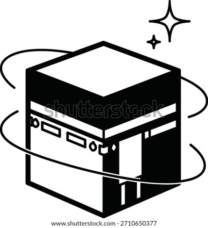 Kaaba in Mecca represents qibla direction for muslim pray. Sacred pilgrimage site for religious devotion and spiritual journey.