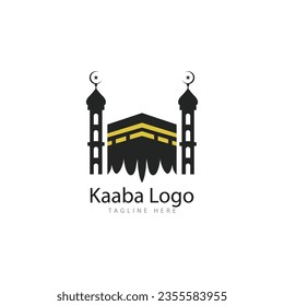 Kaaba mecca symbol logo illustration design template