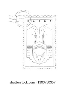Kaaba, Mecca vector illustration and typography design 