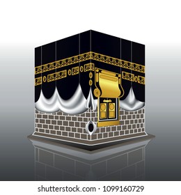 kaaba mosque isolated white. (masjidil haram - holy mecca building moslem, for hajj, fitr, adha, kareem). suitable for card, printing material, gift, banner sticker and other. easy to modify