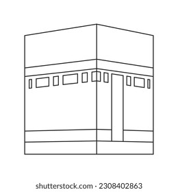 kaaba outline vector illustration,isolated on white background,top view