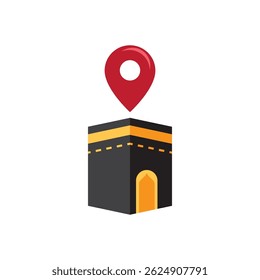 Kaaba con icono de logotipo de ubicación de pin