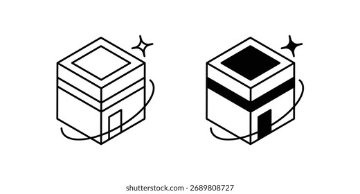 Icono de conjunto de Kaaba con fondo blanco Vector Ilustración de stock