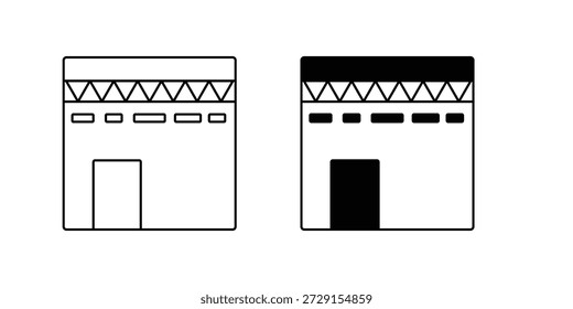 Icono de conjunto de Kaaba con fondo blanco Vector Ilustración de stock
