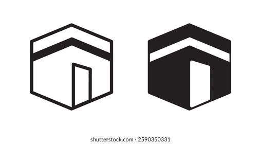 Kaaba simple flat icon set vector illustration.  Islamic vector design kaaba in Mecca icon for Hajj and Ramadan or Eid. Travel and Destination Kabah Icon - Travel and Destination with F