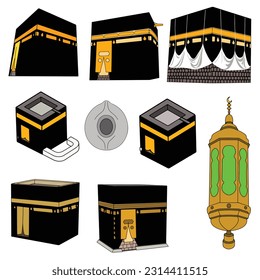 kaaba simple vector icon, the worship mecca of the world's Muslims