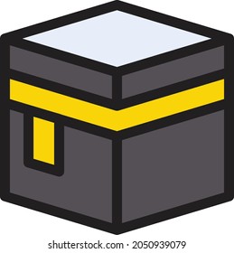 icono de línea de color del vector kaaba