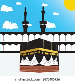 Kaaba vector for hajj mabroor in Mecca Saudi Arabia, mean ( pilgrimage steps from beginning to end - first day of Tashreeq ) for Eid Adha Mubarak