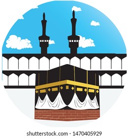 Kaaba vector for hajj mabroor in Mecca Saudi Arabia, mean ( pilgrimage steps from beginning to end - first day of Tashreeq ) for Eid Adha Mubarak