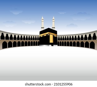 Kaaba Vector. Holy Kaaba in Mecca Saudi Arabia. Hajj and eid al adha greeting card with holy kaaba vector design. 