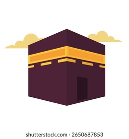 Ilustração vetor Kaaba em estilo plano, ícone de peregrinação mecca para hajj e umrah, ícone kaaba, clip art kaaba, gambar ka'bah kartun