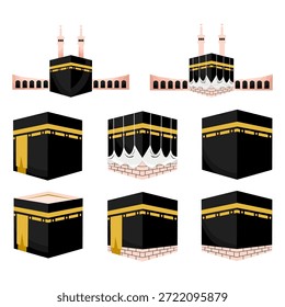 Ilustración vectorial Kaaba. Peregrinación islámica Hajj. Arquitectura islámica