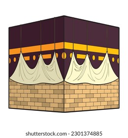 kaaba vector illustration,isolated on white background,top view