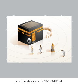image vectorielle kaaba, espace islamique facile à utiliser pour les salutations.