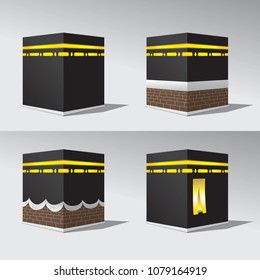 Kaabah in Alharam mosque vector drawn set