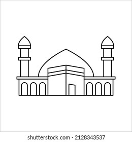 kaabah icon design, mecca ka'bah. vector illustration for islamic event, web, print or pictogram assets, hajj, umrah, ramadan kareem, ied mubarak