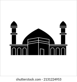 kaabah icon design, mecca ka'bah. vector illustration for islamic event, web, print or pictogram assets, hajj, umrah, ramadan kareem, ied mubarak