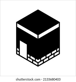 kaabah icon design, mecca ka'bah. vector illustration for islamic event, web, print or pictogram assets, hajj, umrah, ramadan kareem, ied mubarak