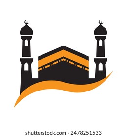 kaabah icon design, mecca ka'bah. vector illustration for islamic event, hajj, umrah, ramadan kareem, ied mubarak