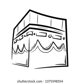 Kaabah vector icon in doodle style , Mecca ka`bah doodle design