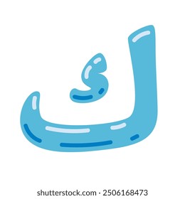 Illustration vectorielle lettre kaf, lettre hijaiyah de l'alphabet arabe, clip art lettre kaf dans le style mignon de dessin animé coloré, isolé sur fond blanc